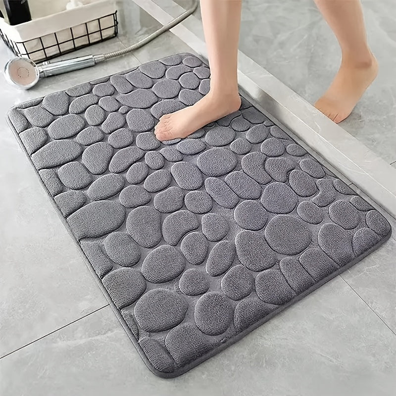 Alfombra de baño de espuma viscoelástica con relieve, antideslizante y lavable para baño, cocina y lavandería
