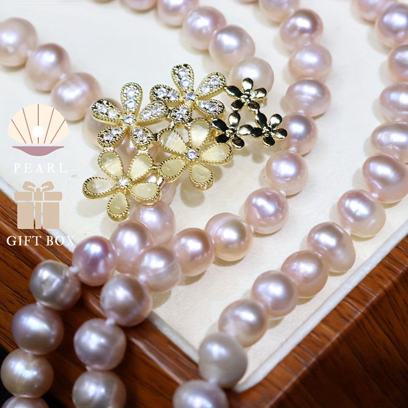 Vintage Style Freshwater Pearl Necklace Multi-Layered Elegant Jewelry for Women