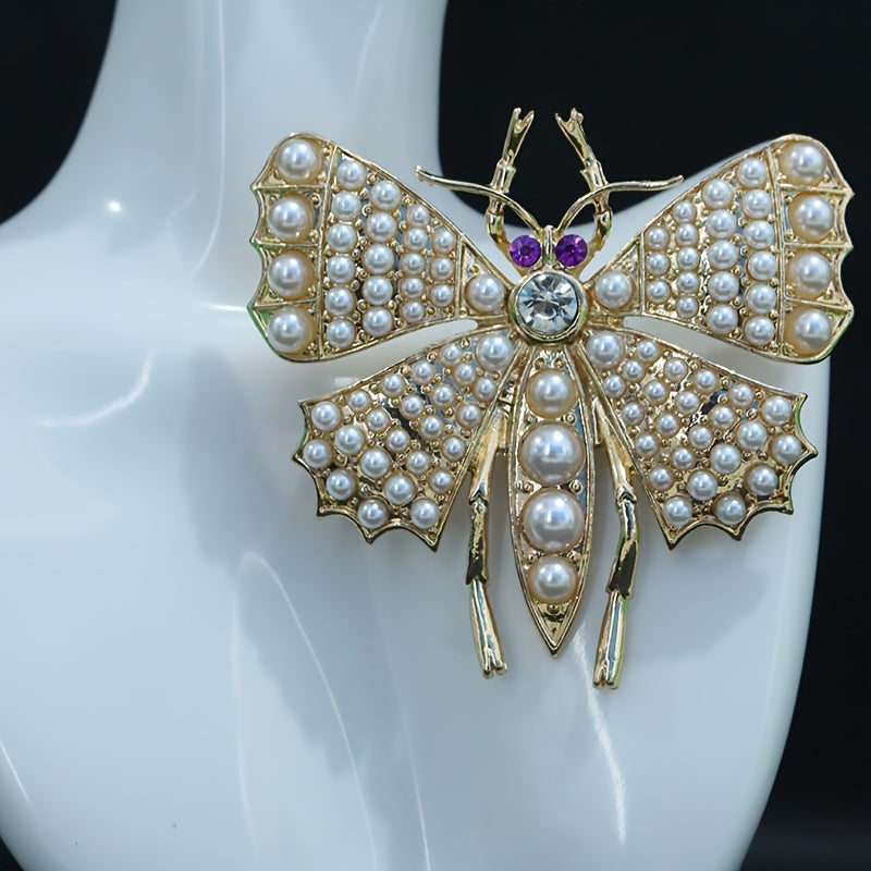 Vintage asalari shaklidagi broshka, soxta marvaridlar va rhinestones bilan, ayollar kiyimlari, yelkalari, liboslar, palto, sviterlar va aksessuarlar uchun mukammal.