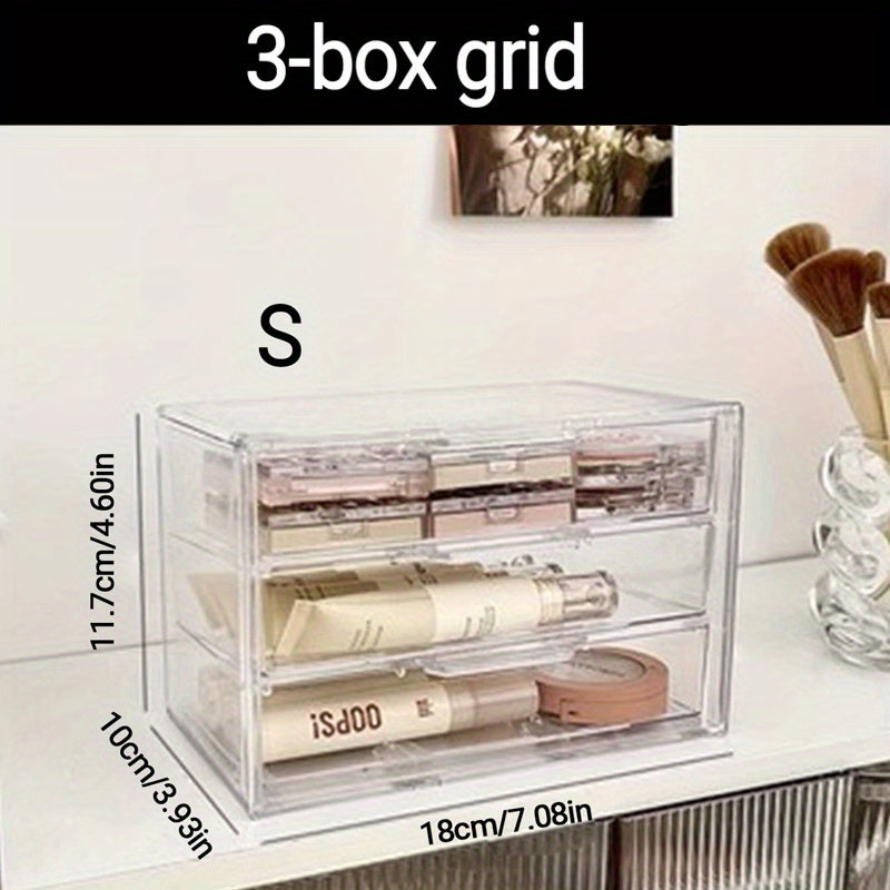 Acrylic Desktop Drawer Storage Box with 3/5/7 Compartments for Jewelry Organization