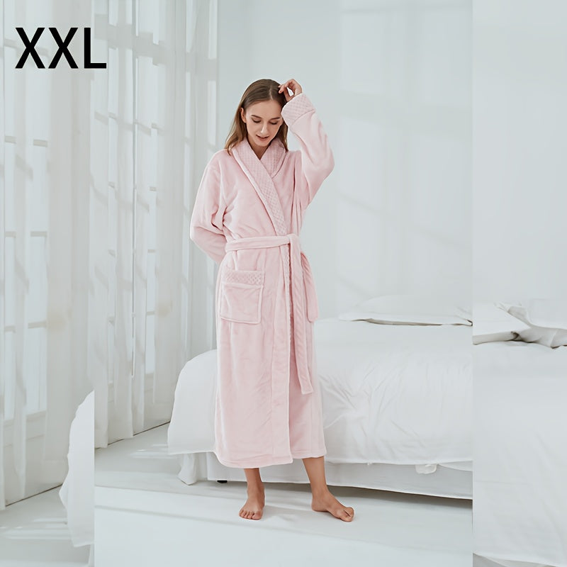 Unisex Flannel Bathrobe for Autumn Winter Cozy Nightwear Home
