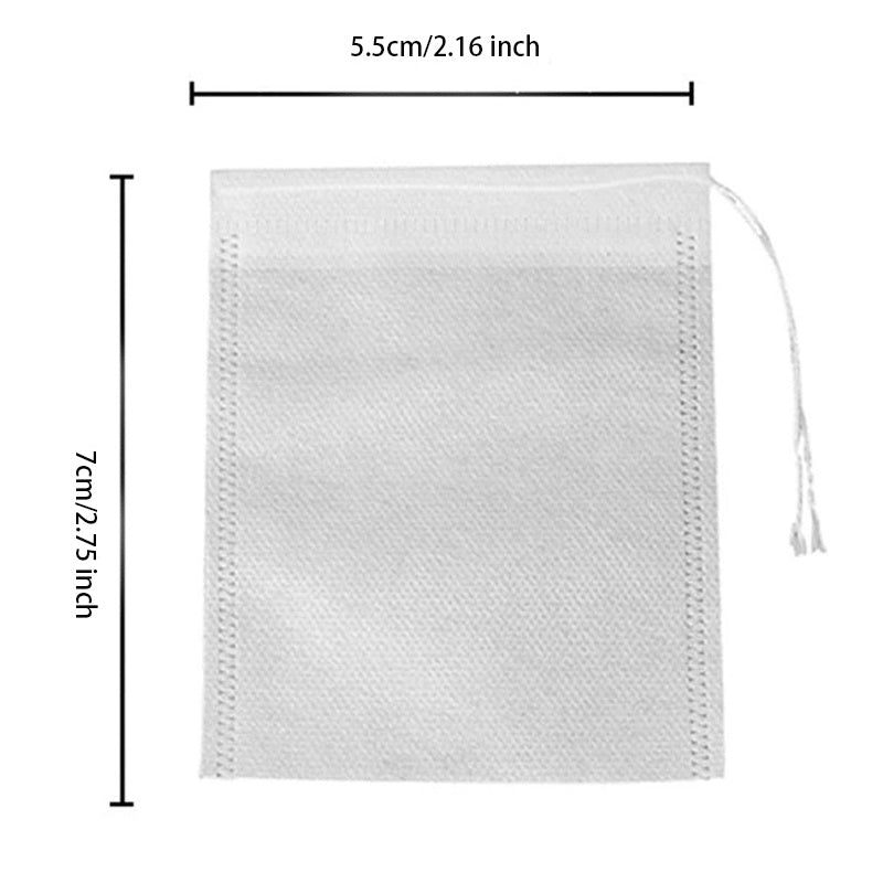 Disposable Tea Filter Bags 100Pcs Transparent Non-Woven Drawstring for Loose Leaf Tea