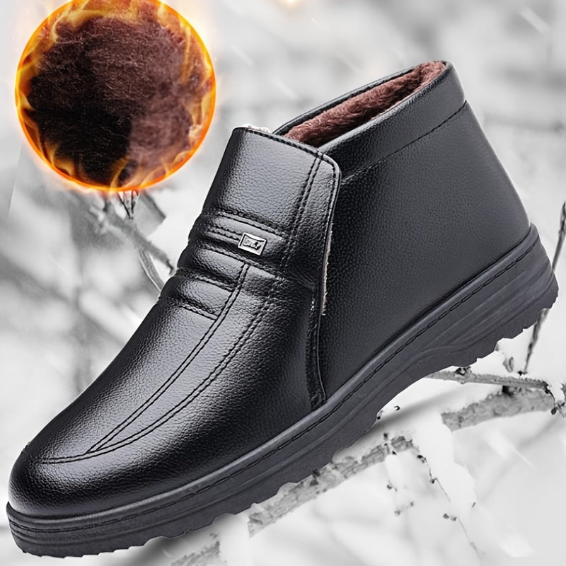 Zapatillas casuales para hombre con forro de felpa, antideslizantes, de caña baja, con plantilla de goma de color sólido