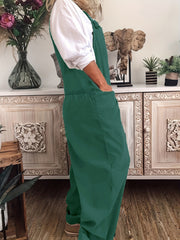 Plus Size Women Solid Knot Overall Jumpsuit Casual Summer Spring