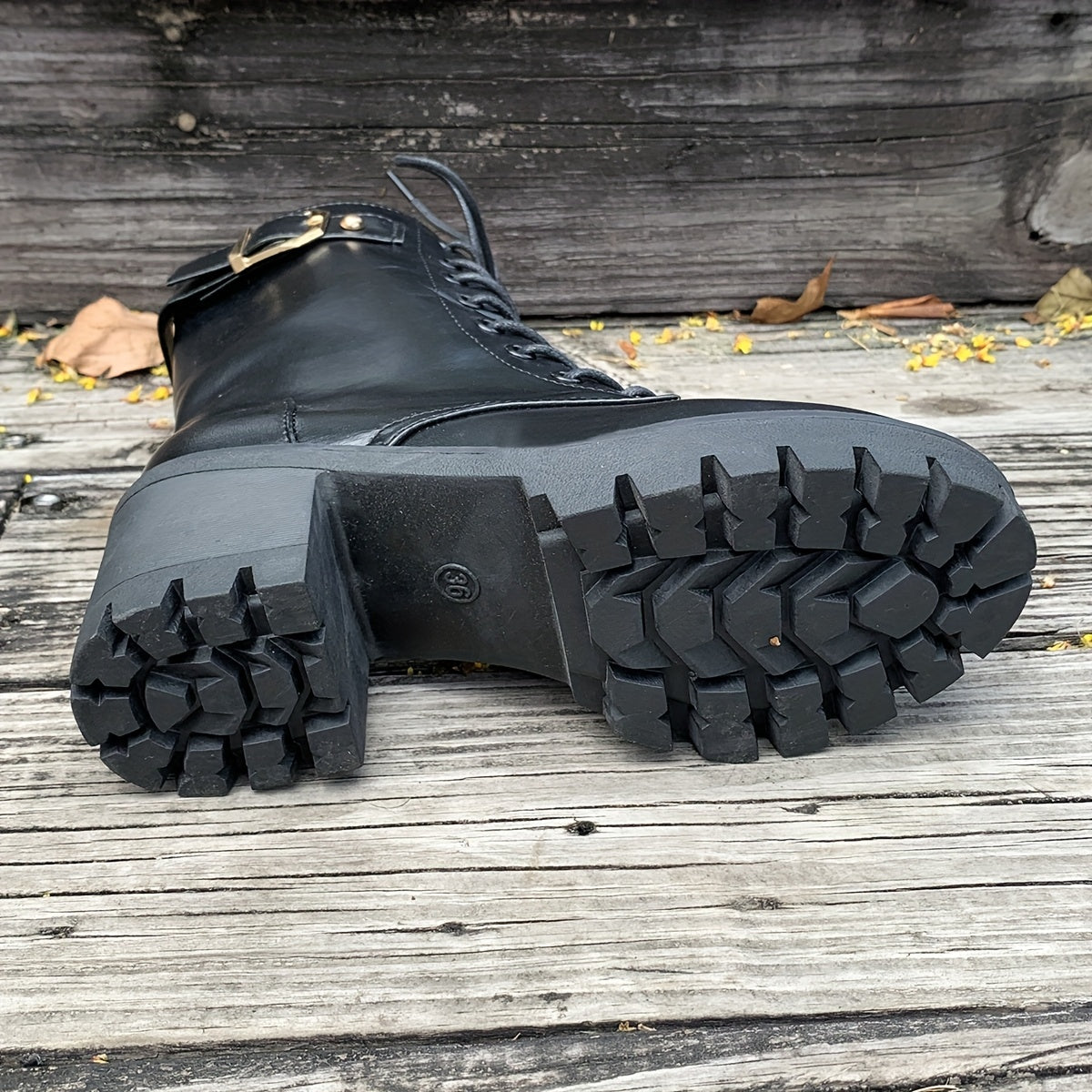 Женские черные боевые ботинки с молнией и пряжкой, покрытые синтетикой