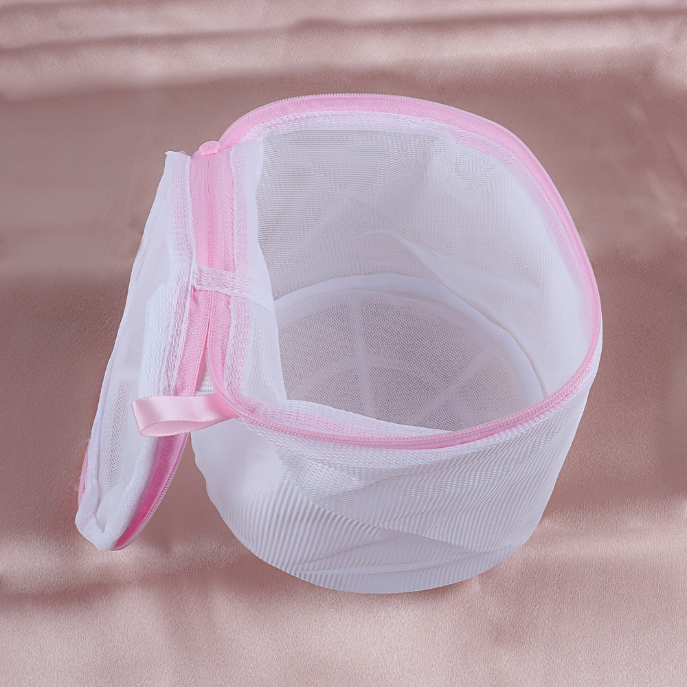 Polyester Mesh Laundry Bag for Delicates with Pink Zipper Breathable Washable Storage