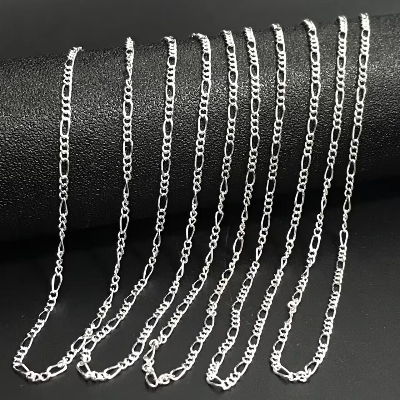 Silver Plated Link Chain Necklace Set for Jewelry Making 16-30 Inch 5 Pieces