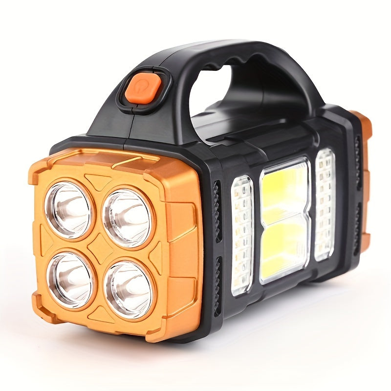 Solar Rechargeable Flashlight Lantern with 1500mAh Battery USB Charging Emergency Light for Camping and Fishing