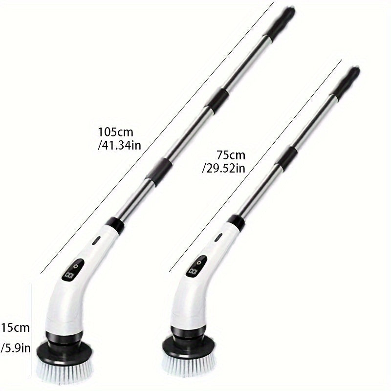 IAGREEA Elektrik Spin Scrubber 8 cho'tkasi - USB orqali zaryadlanadigan, sozlanadigan uzatma tutqichi, raqamli ko'rsatkich, o'rtacha qattiqlikda hammom, oshxona, hojatxona, yashash xonasi, avtomobil uchun samarali tozalash - ko'p maqsadli tozalash asbobi