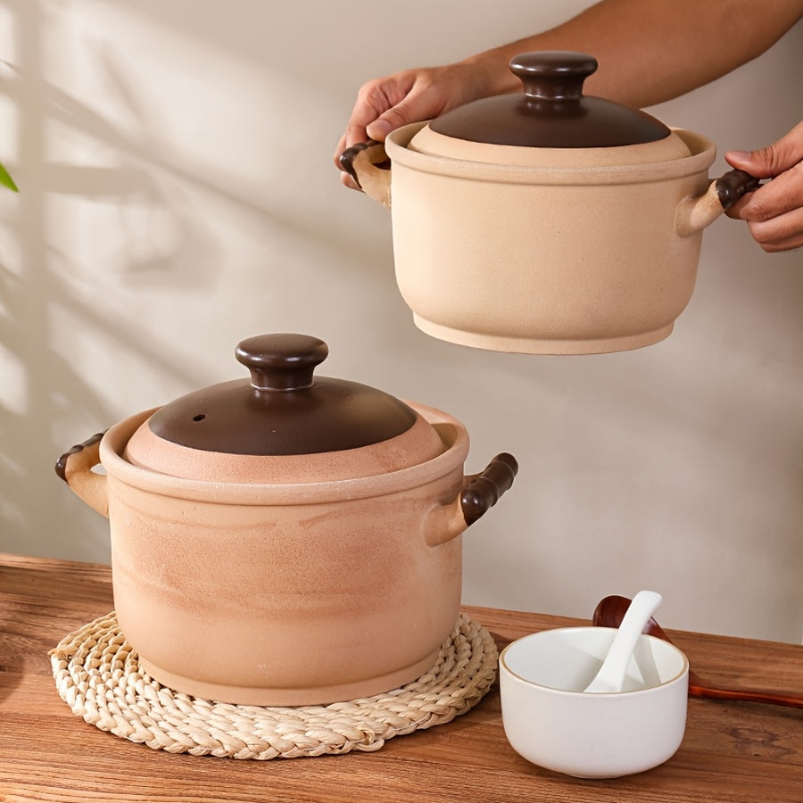 Представляем набор керамических кастрюль 1Set, жаропрочную кухонную посуду, совместимую с газовыми плитами и духовками. Этот набор идеально подходит для приготовления рагу и имеет большую емкость 135,28 унций, что делает его подходящим для 4-5 человек.