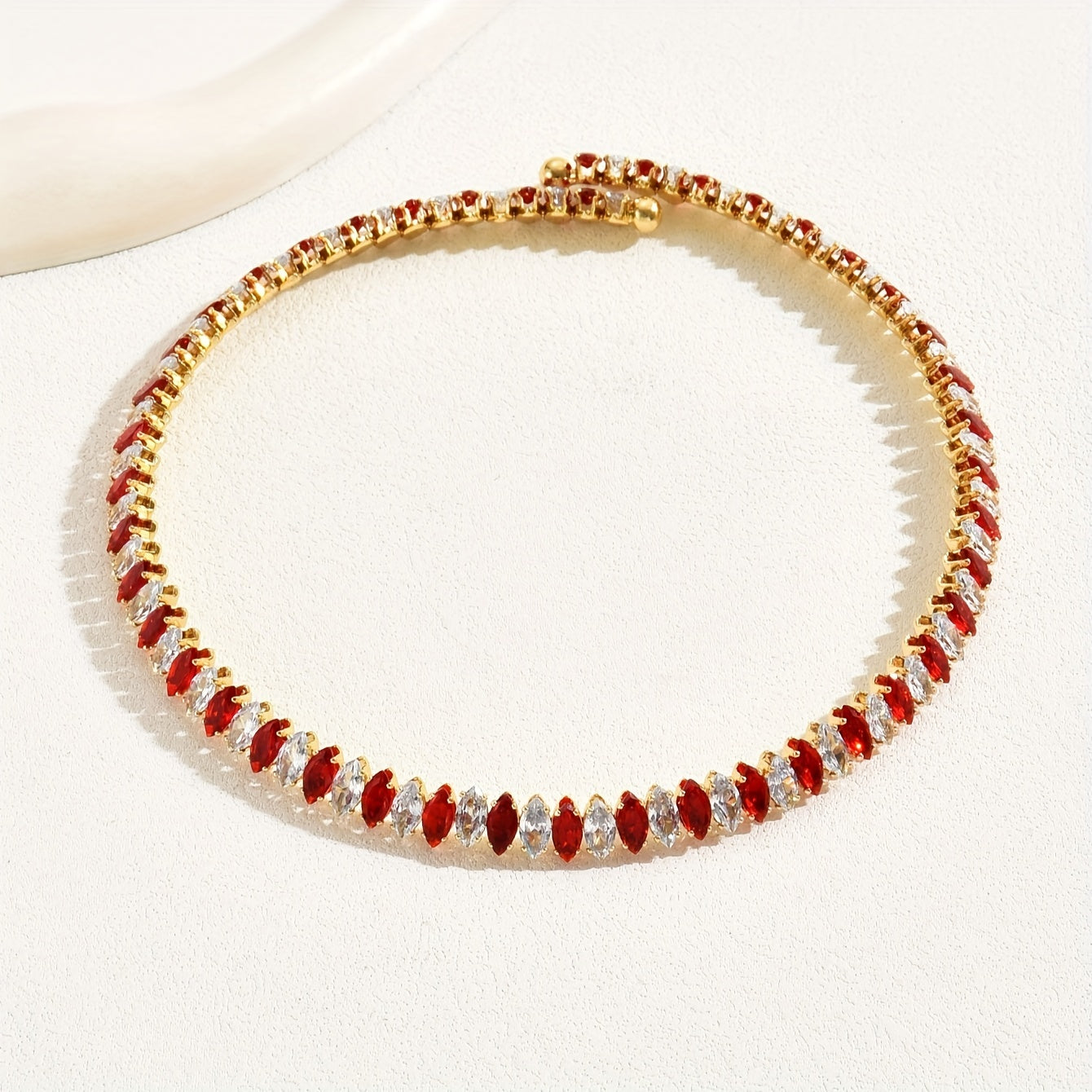 Collar de cobre con zirconia para mujer, chapado en oro de 18K, joyería elegante para ocasiones especiales