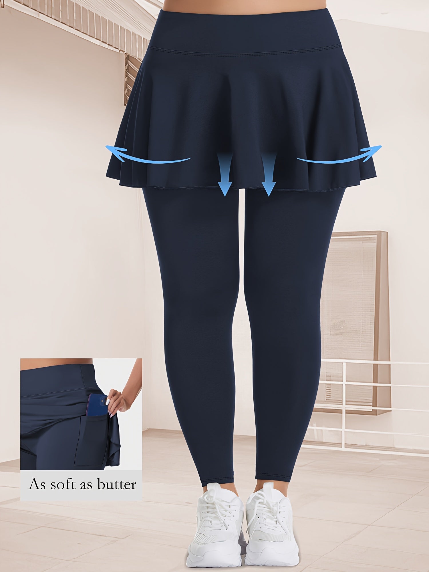 Plus Size High Waist Cropped Leggings with Pockets 3-Pack Elastane Knit