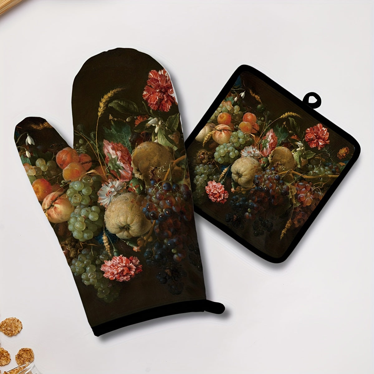 Juego de guantes y tapetes de cocina resistentes al calor para hornear y uso en microondas