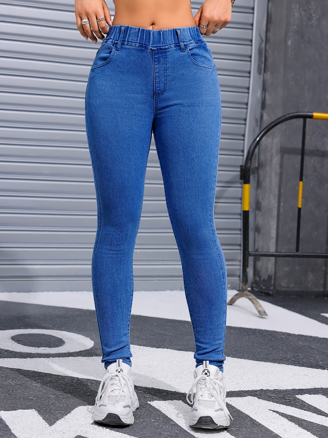 Women's High-Stretch Skinny Jeans Solid Wash Denim Casual All-Season