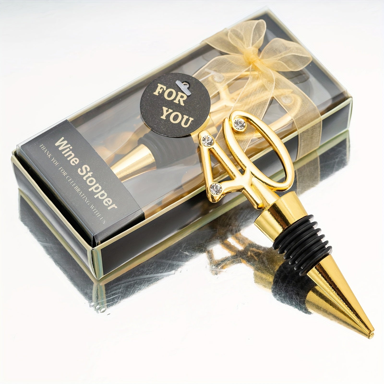 Golden Wine Stopper with Gemstone Accents for Gifts and Celebrations