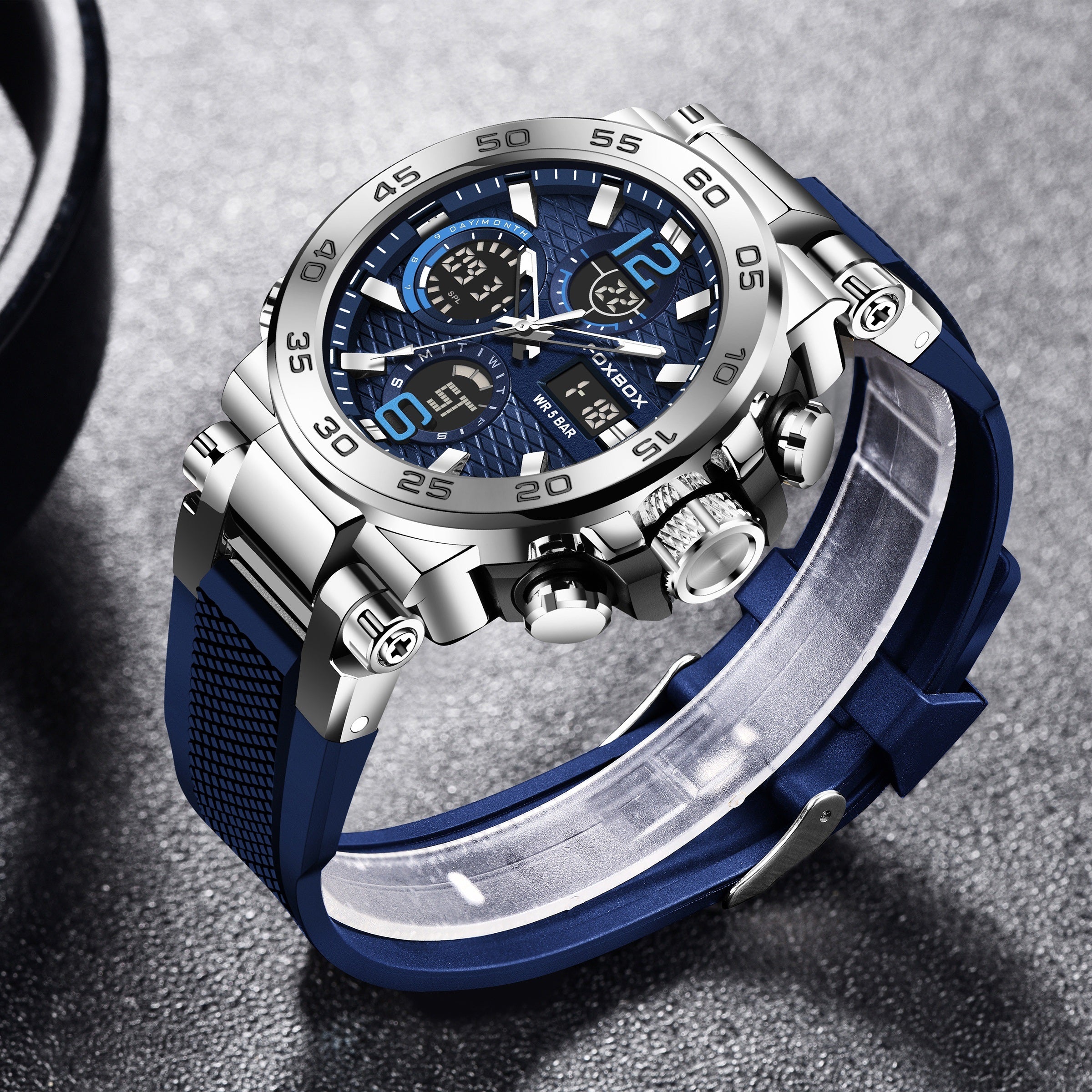 Digital Military Men's Sports Watch Waterproof Dual Display Quartz with Alarm Chronograph