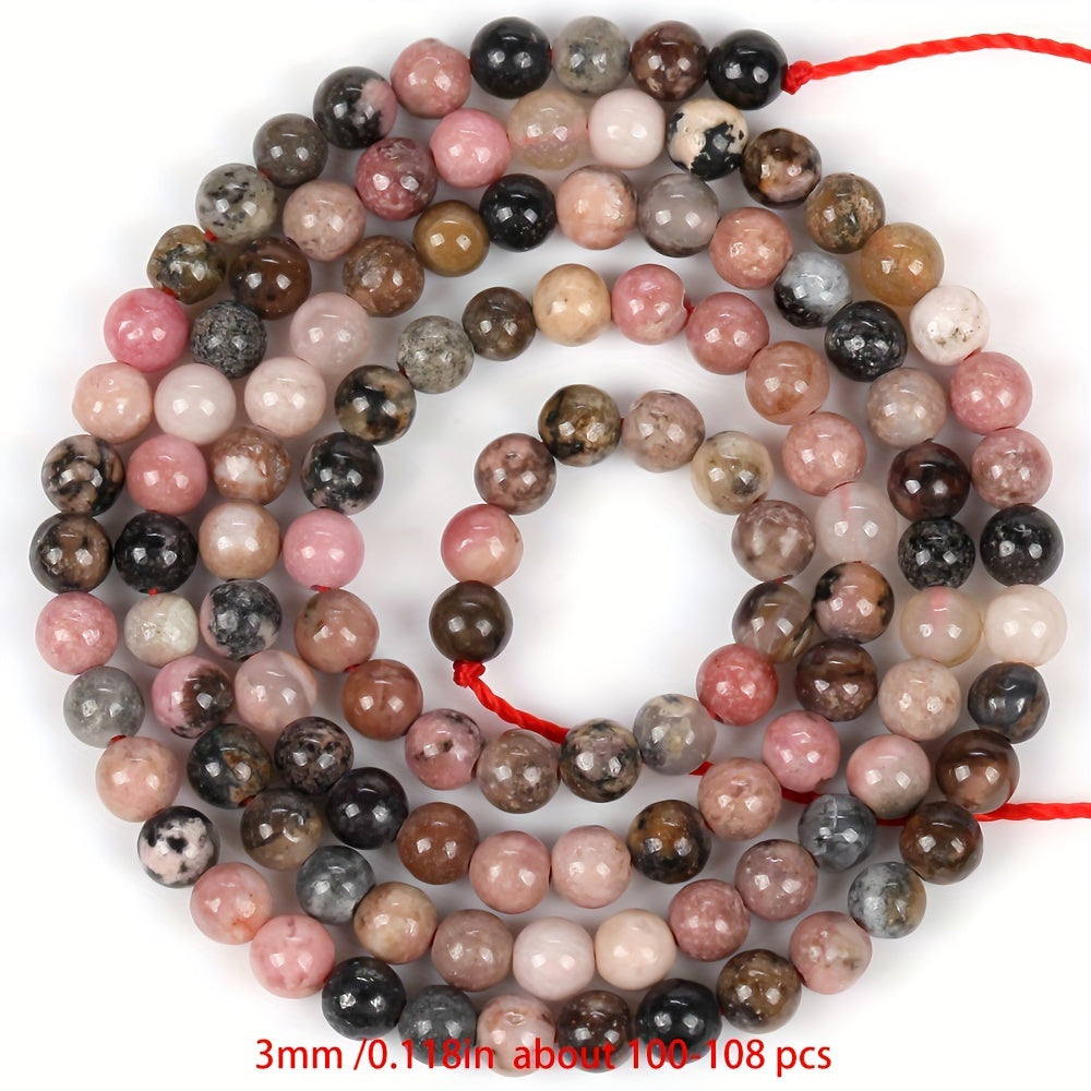 Cuentas separadoras de piedra natural de 3 mm para hacer joyería, amatista, cuarzo rosa, turquesa, ágata