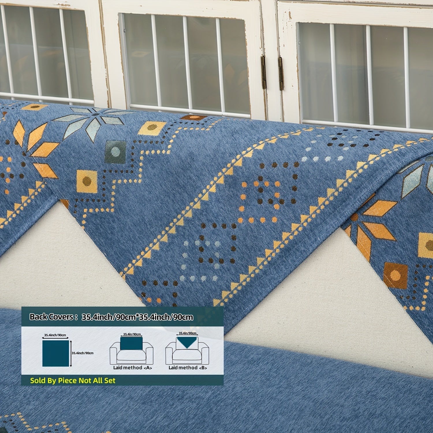 Bohemian Chenille Sofa Slipcover with Geometric and Floral Patterns for All-Season Use