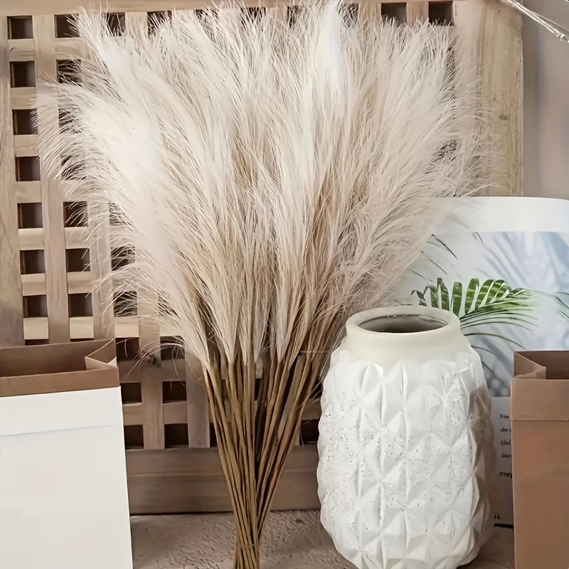 21 Pcs Artificial Pampas Grass Flowers Realistic Texture Soft Feathered Decor for Celebrations and Room