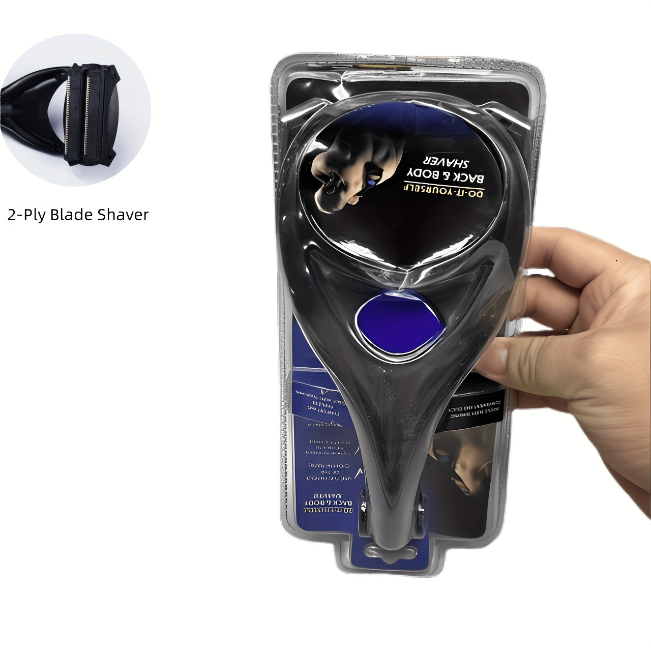 Men Back Shaver Set With Safety Blade Tech Ergonomic Handle Wet Dry Use