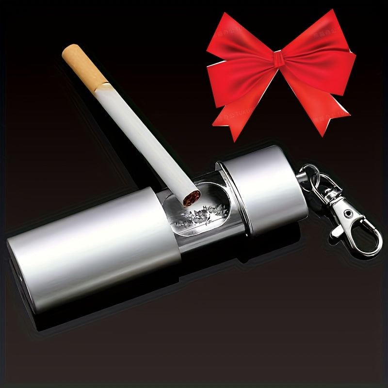 Portable Metal Ashtray with Keychain Durable Compact for Outdoor Use