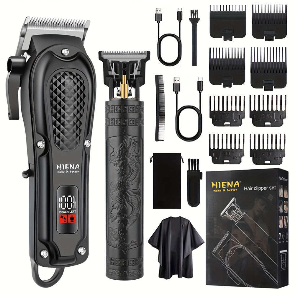 Hiena Pro 2 dona Erkaklar Soch Qirqish Mashinalari va Saç Qirqish Qaychi: Uyda foydalanish uchun uskunalar, USB orqali zaryadlanadigan parvarish to'plami sovg'a.