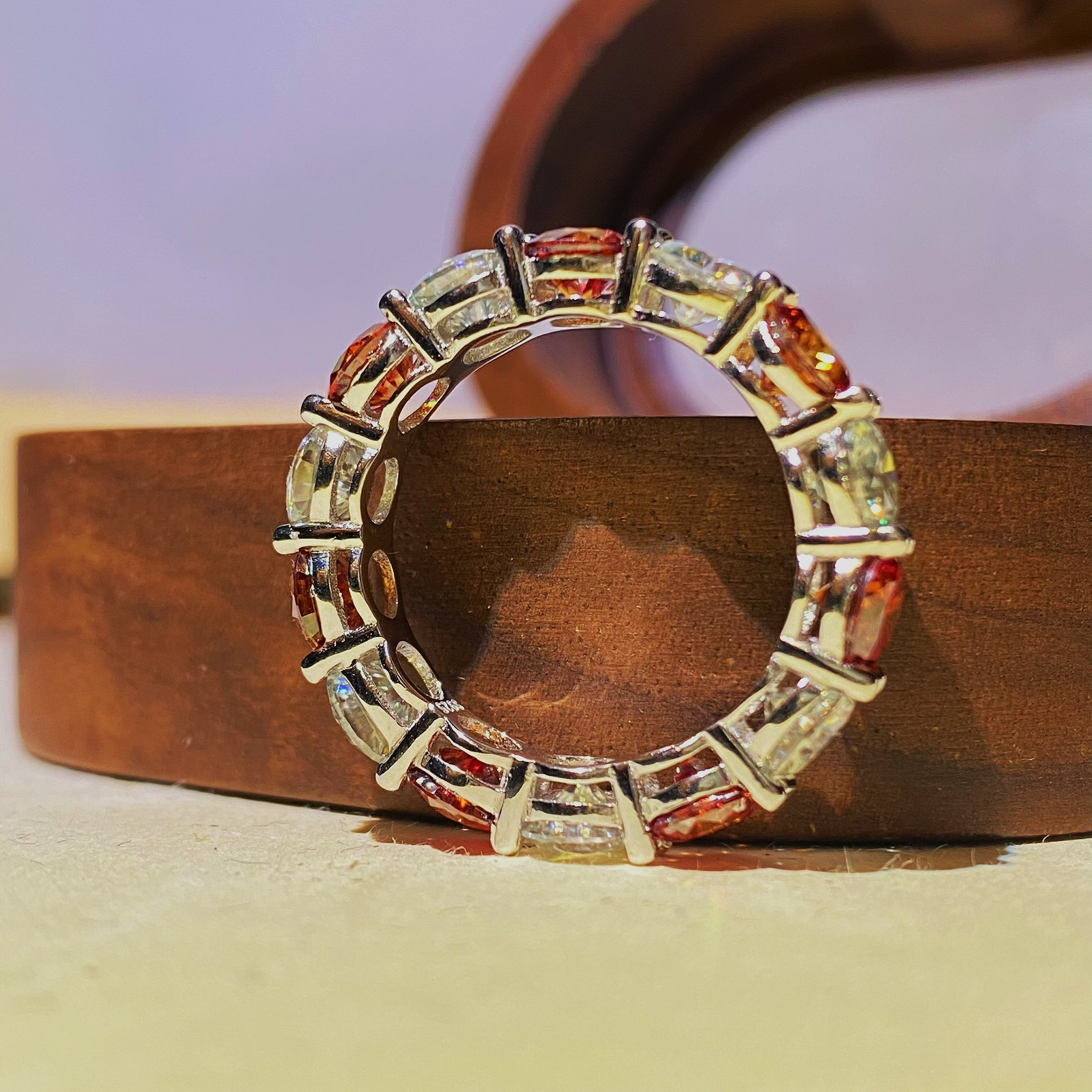 Sterling Silver Moissanite Eternity Ring for Women and Men 5mm Wedding Engagement Gift Set