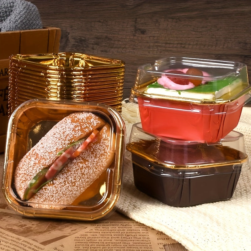 Set of 50 Colorful Foil Cupcake Liners with Lids, Oil-Proof Muffin Cups for Baking