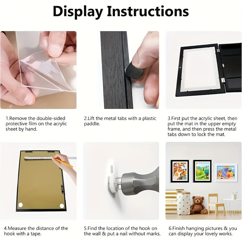 Magnetic A4 Kids' Drawing Photo Frame Foldable Cartoon Wall Decor