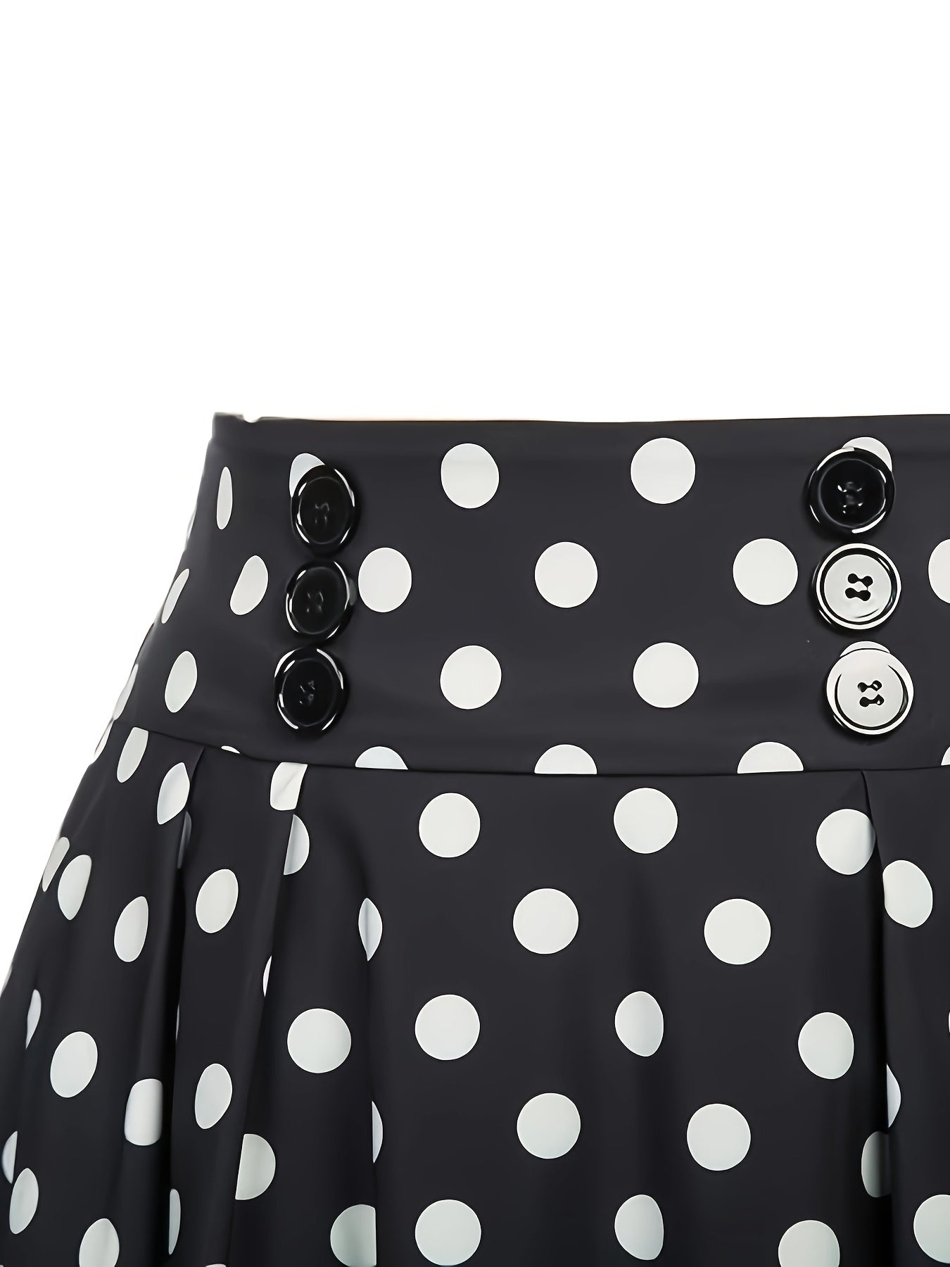 Women's High Waist Flared Polka Dot Skirt with Ruffled Hem