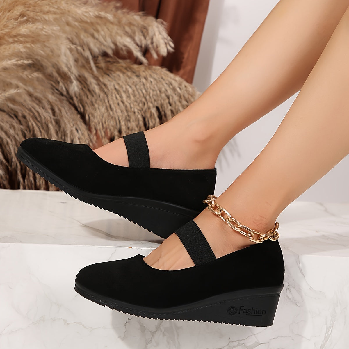 Women's Retro Wedge Shoes Leather Casual Comfortable Round Toe