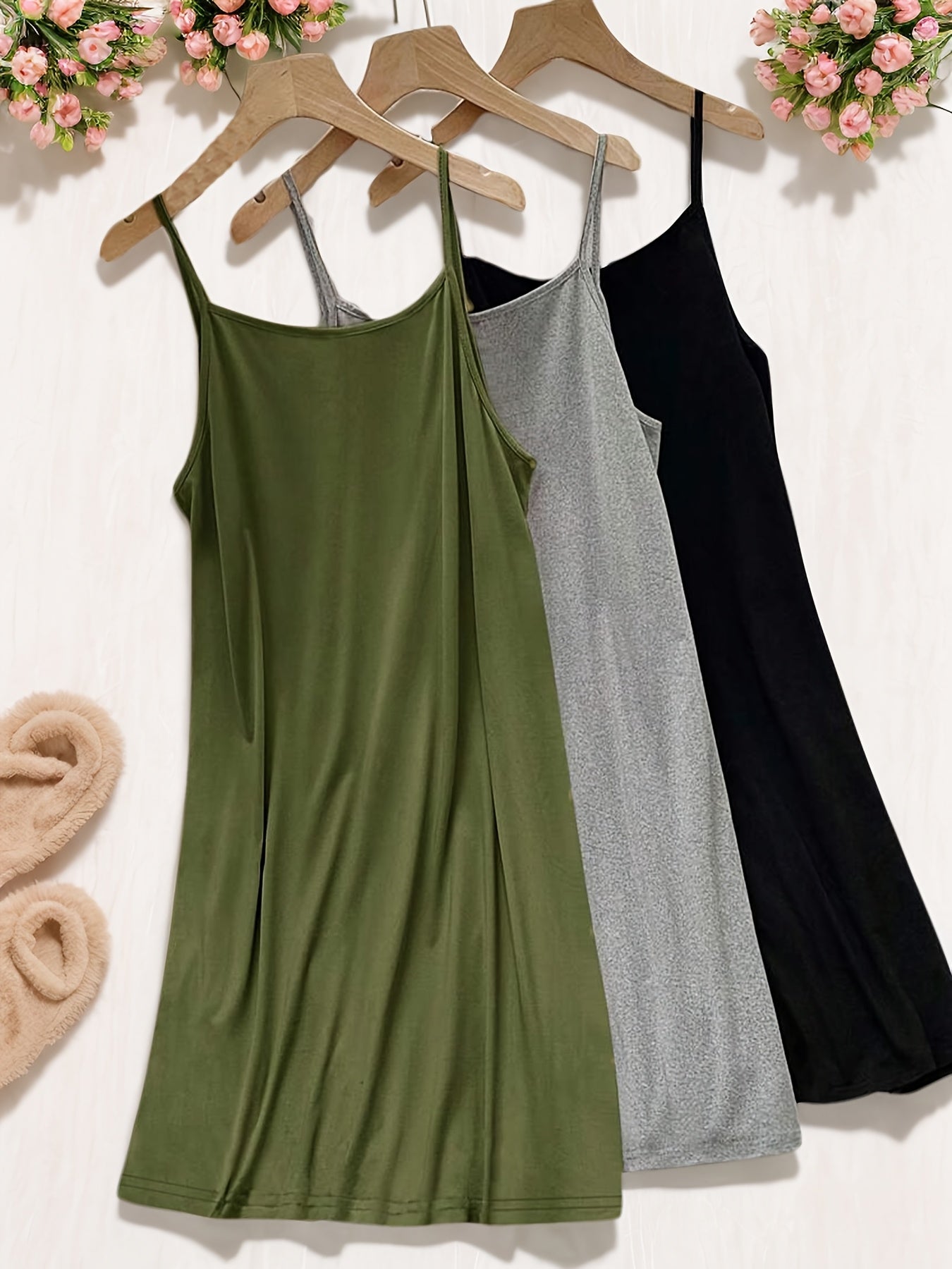 Женский комплект из 3 предметов ночная рубашка и бралет с однотонным цветом для полных женщин