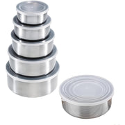 Stainless Steel Storage Containers Set with Clear Lids for Kitchen and Home Organization