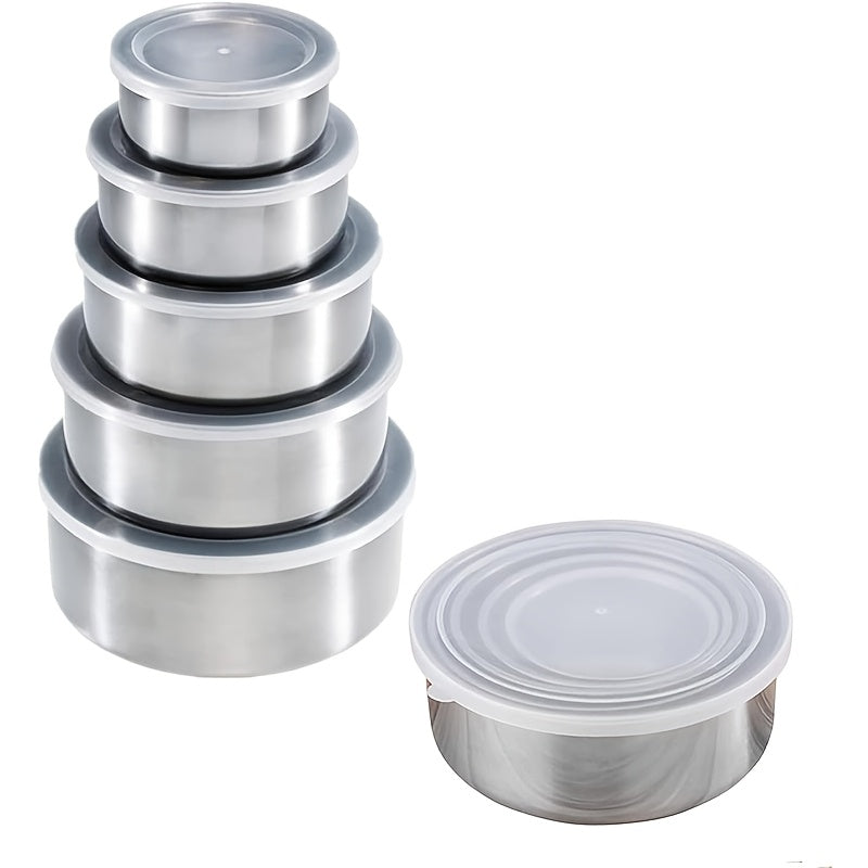 Stainless Steel Storage Containers Set with Clear Lids for Kitchen and Home Organization