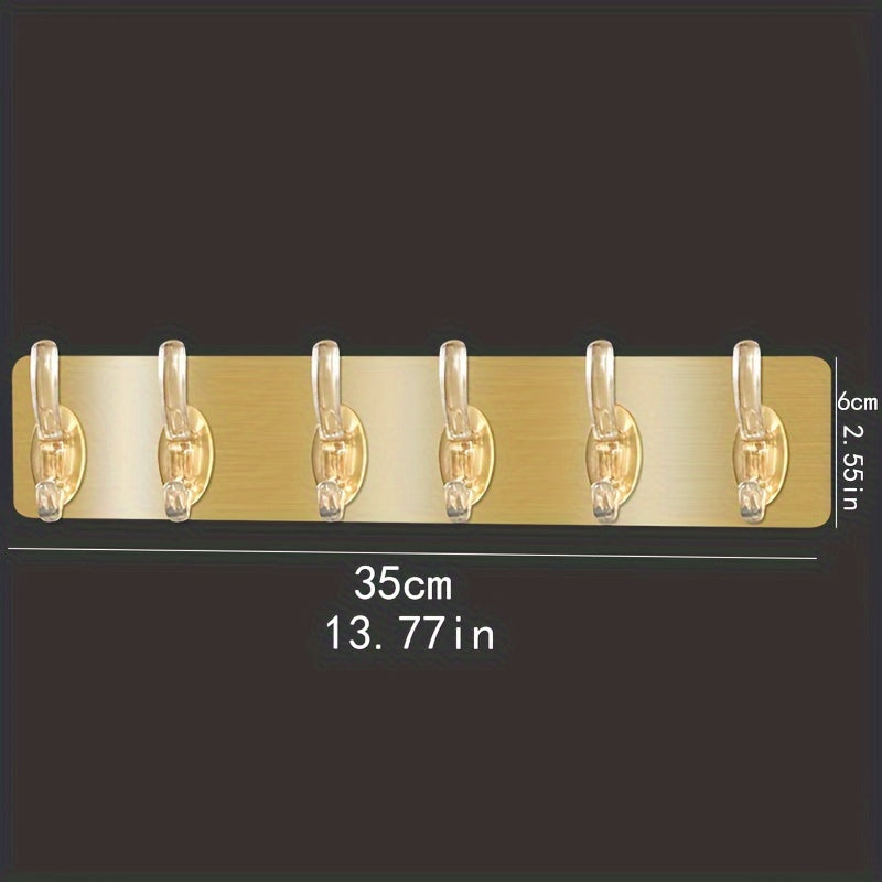 Juego de seis ganchos adhesivos transparentes para baño, impermeables y resistentes, dorados y plateados, soporte de almacenamiento detrás de la puerta