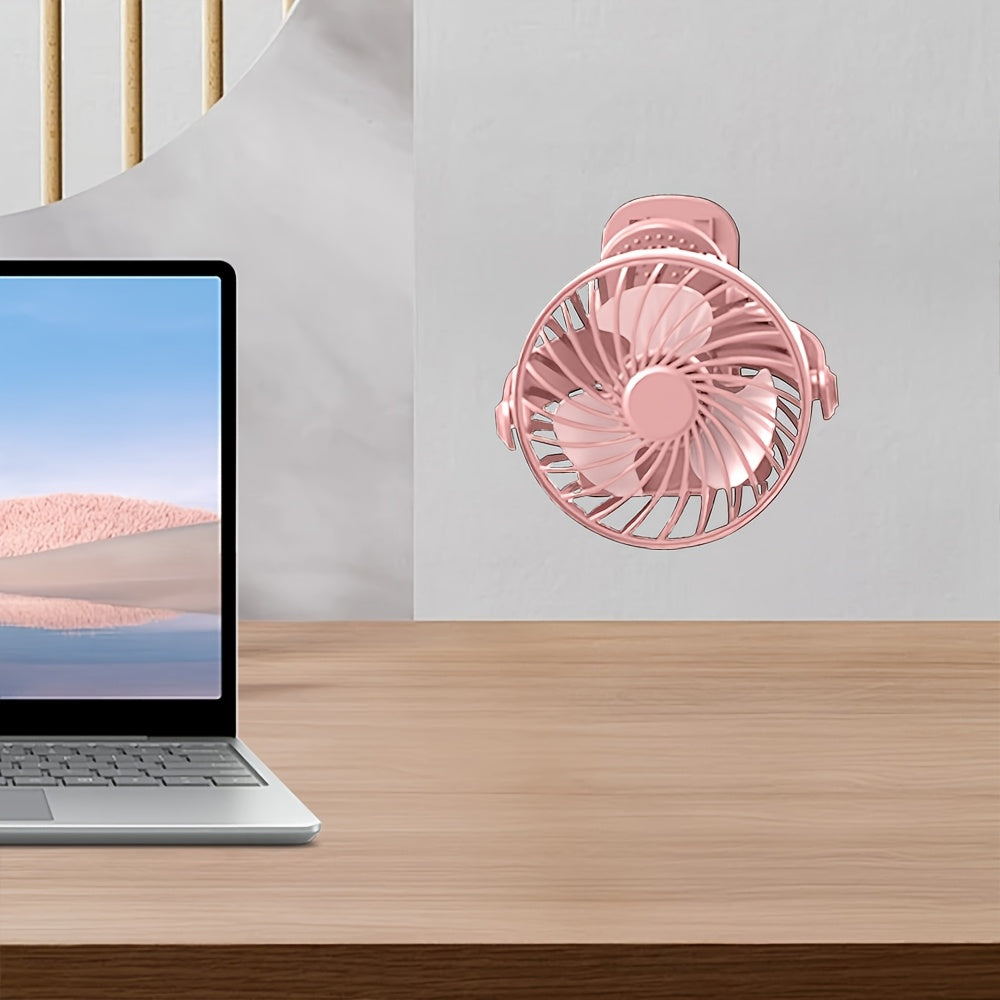Portable USB Desk Fan Rechargeable High-Speed Airflow Modern Plastic Compact