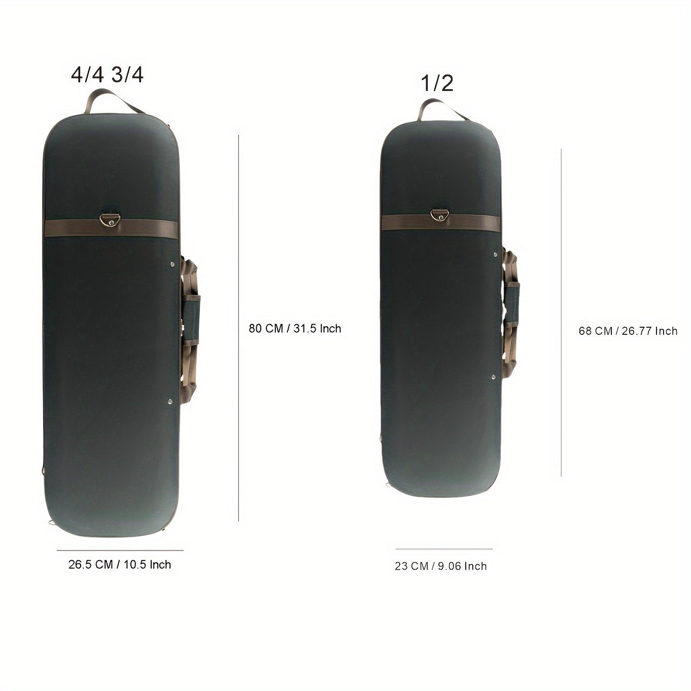 Square Violin Case with Hygrometer Foam Padding Waterproof Canvas Black and Gold