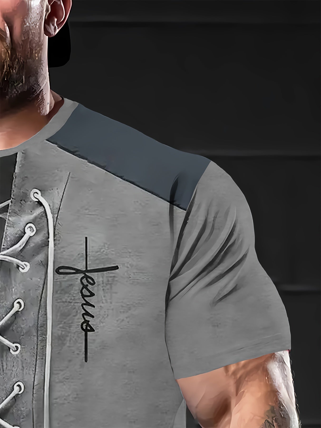 Футболка в стиле ретро с большим размером, с узором и трикотажной тканью