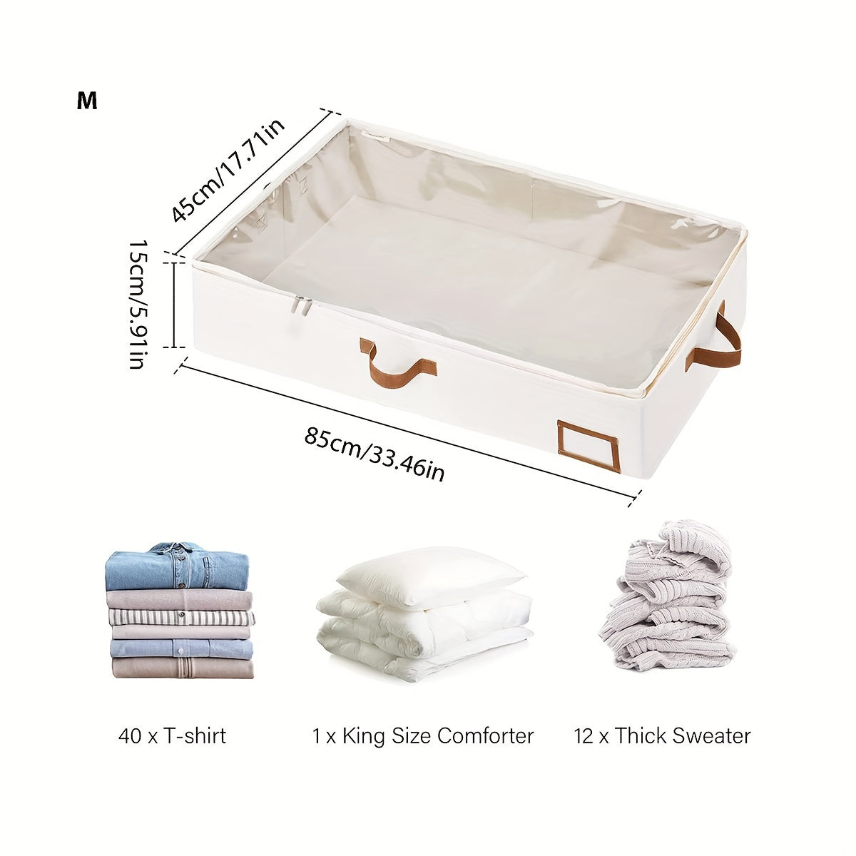 Bolsa de almacenamiento a prueba de agua para edredones con asas de cuero, organizador duradero de poliéster para ropa y edredones