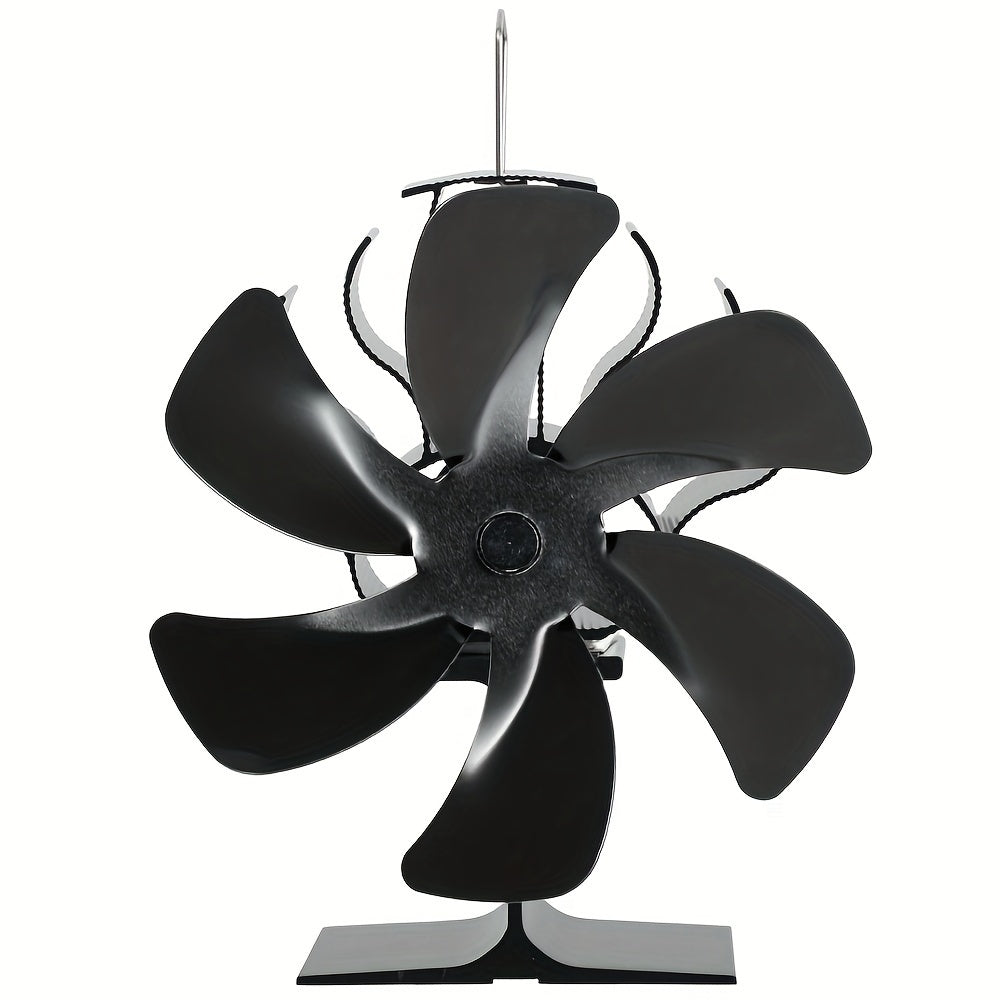 Wood Stove Fan Heat Powered Non-Electric Six Blades Fireplace Heater Accessory