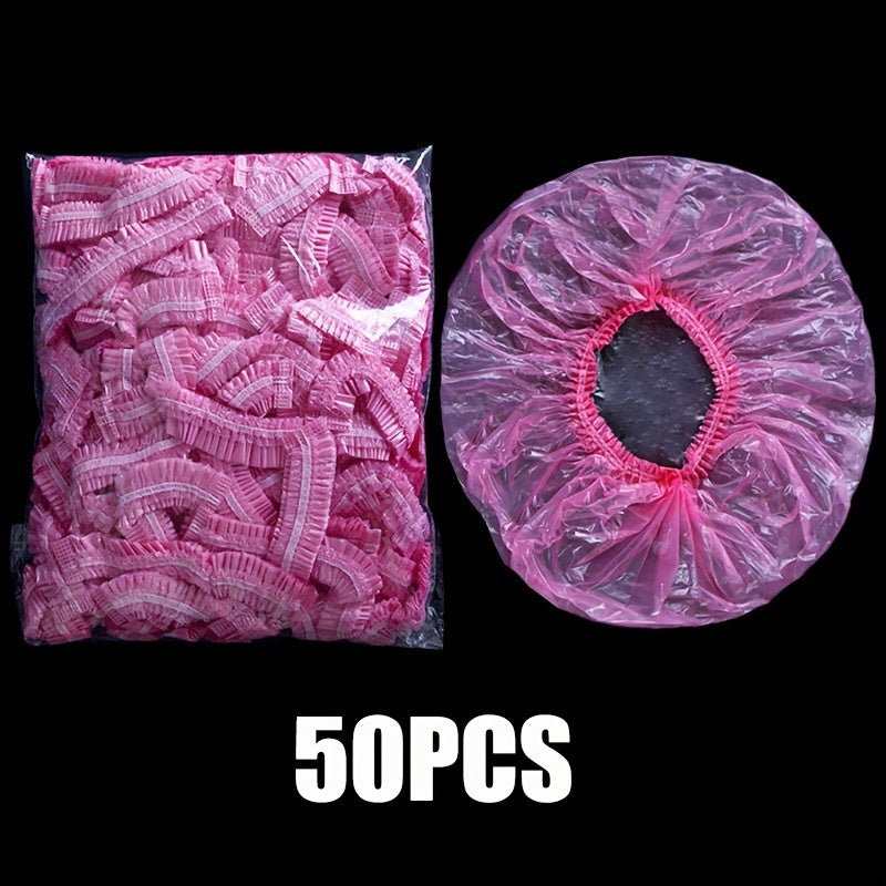 Large Pink Disposable Shower Cap for Women Waterproof Elastic Polyester Spa Salon Use