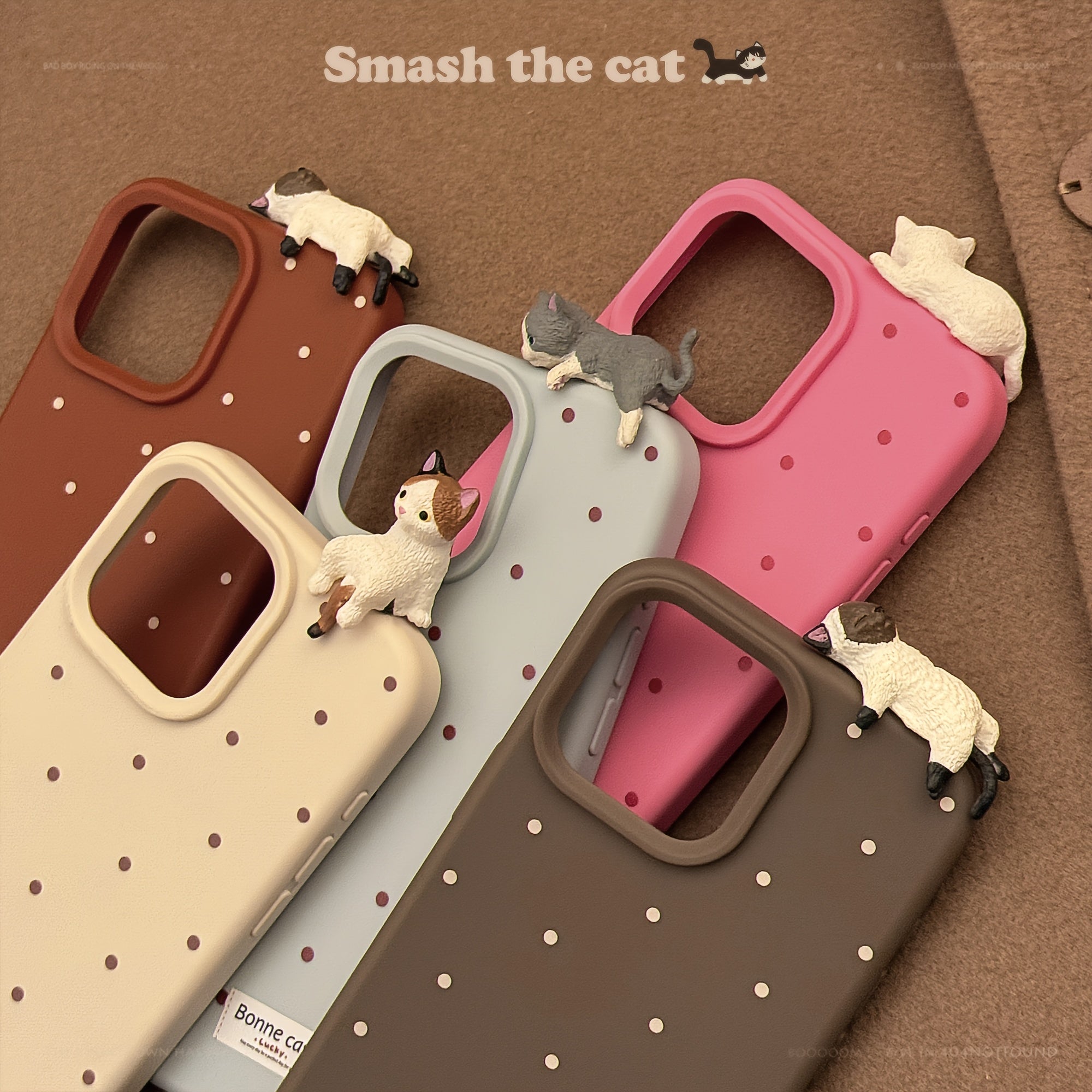 Handmade Soft Drop-Resistant 3D Lying Cat Phone Case for iPhone Models