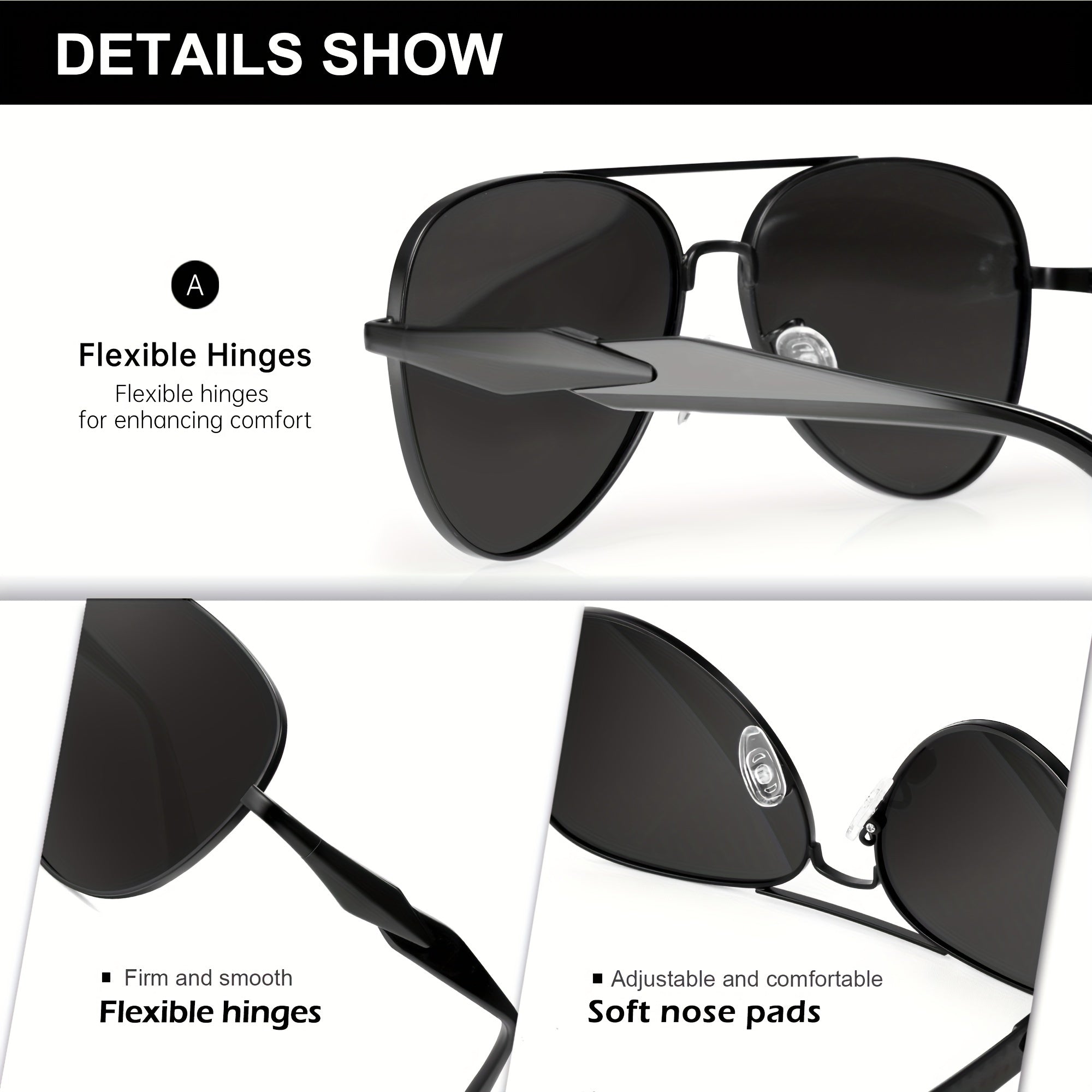 Men's Classic Fashion Glasses Polarized Metal Frames for Driving Fishing Outdoor Activities Wide