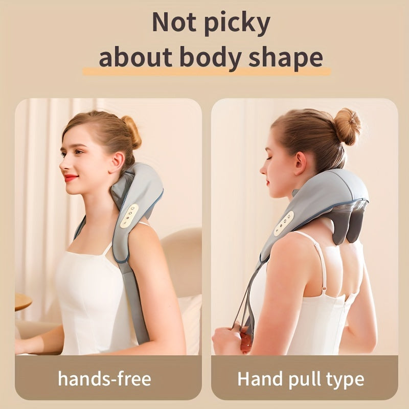 USB Rechargeable Massager Shawl for Trapezius Muscles with Ergonomic Design and Adjustable Strap
