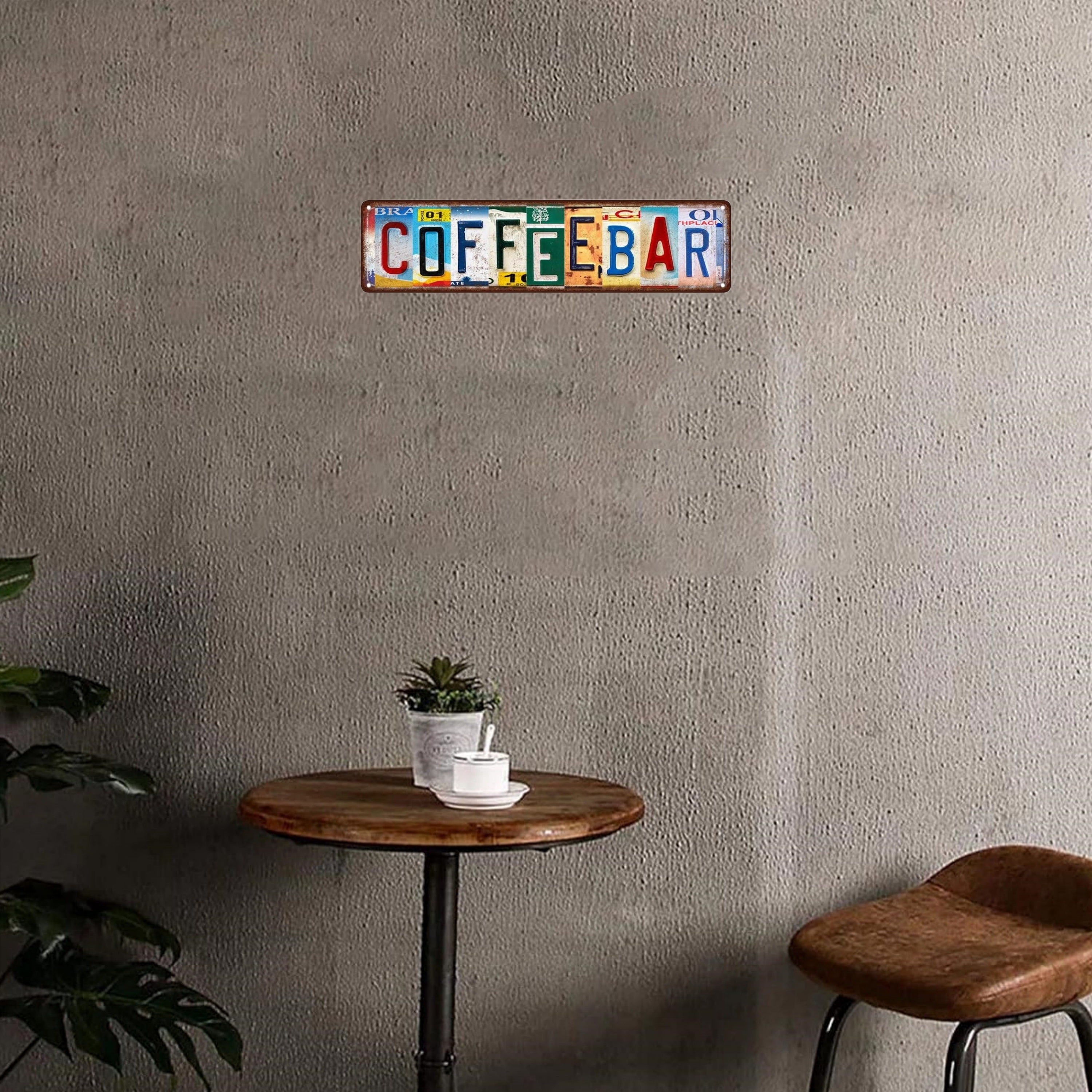 Kofe barda metall quti belgilari 15.75x3.94 dyuym ko'cha bezaklari vintage uslub