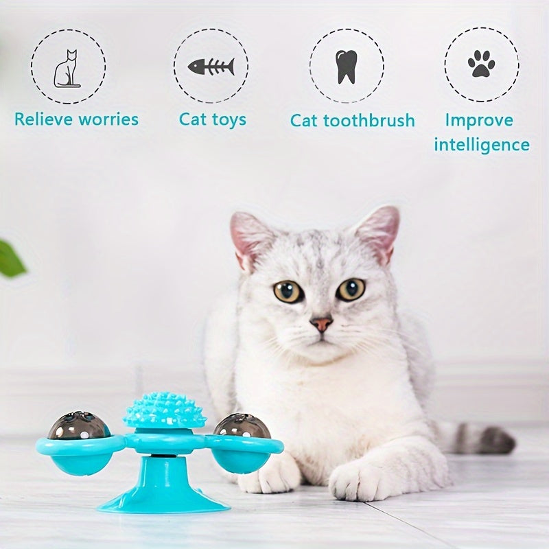 Rotating Cat Toy with Windmill Turntable Stimulates Play and Vitality