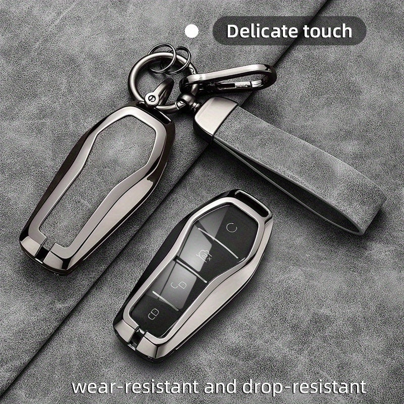 Car Key Cover Zinc Alloy Durable Wear-Resistant Drop-Proof Keychain Accessory