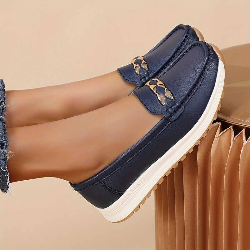 Women's Slip-On Moccasin Shoes with Sequin Embellishments and Non-Slip Soles