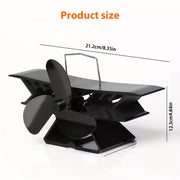 Fireplace Fan 3 Blades High-Speed Thermal Powered No Electricity Heating Cooling