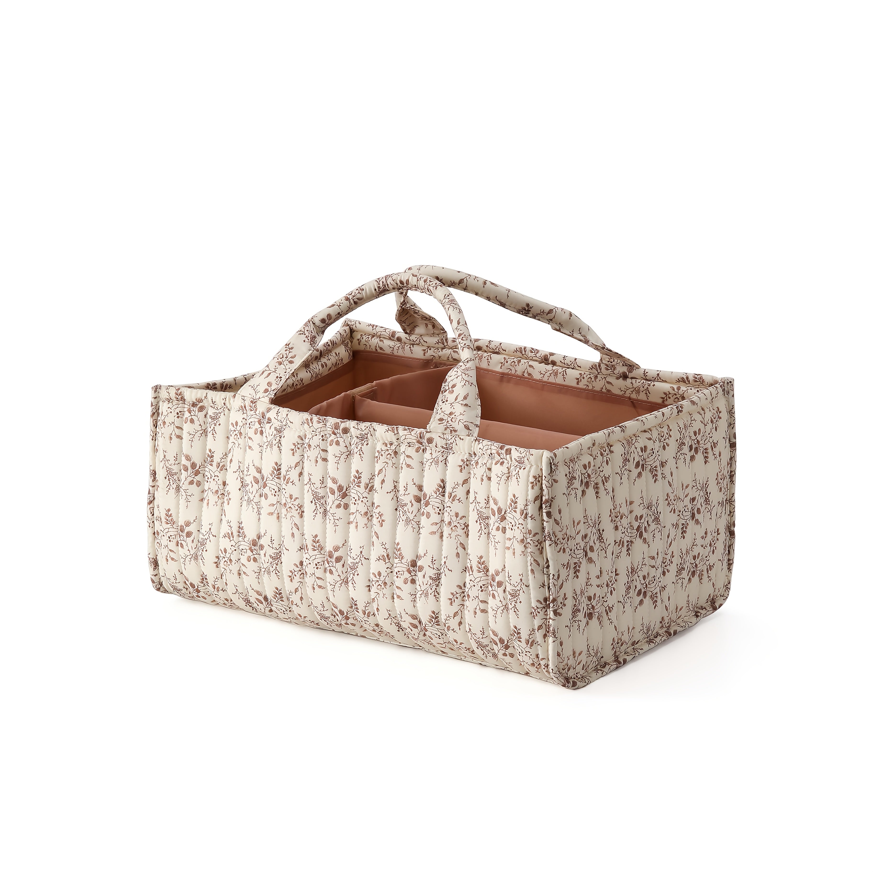 Nursery Storage Basket with Handle for Diapers Clothes and Toys Gray Polyamide